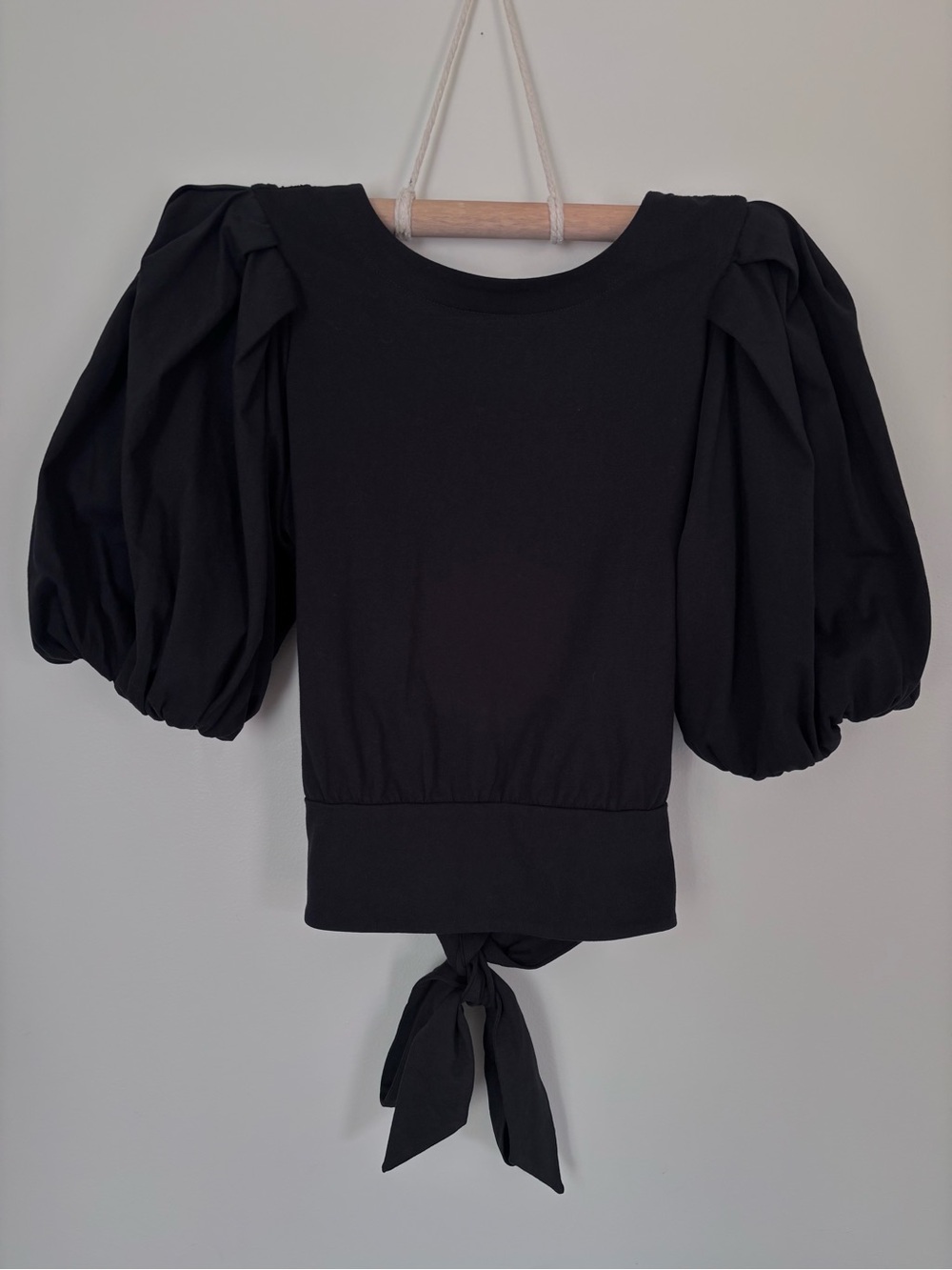 Express Puff Sleeve Tie-Back Cropped Blouse | Medium | 100% Cotton